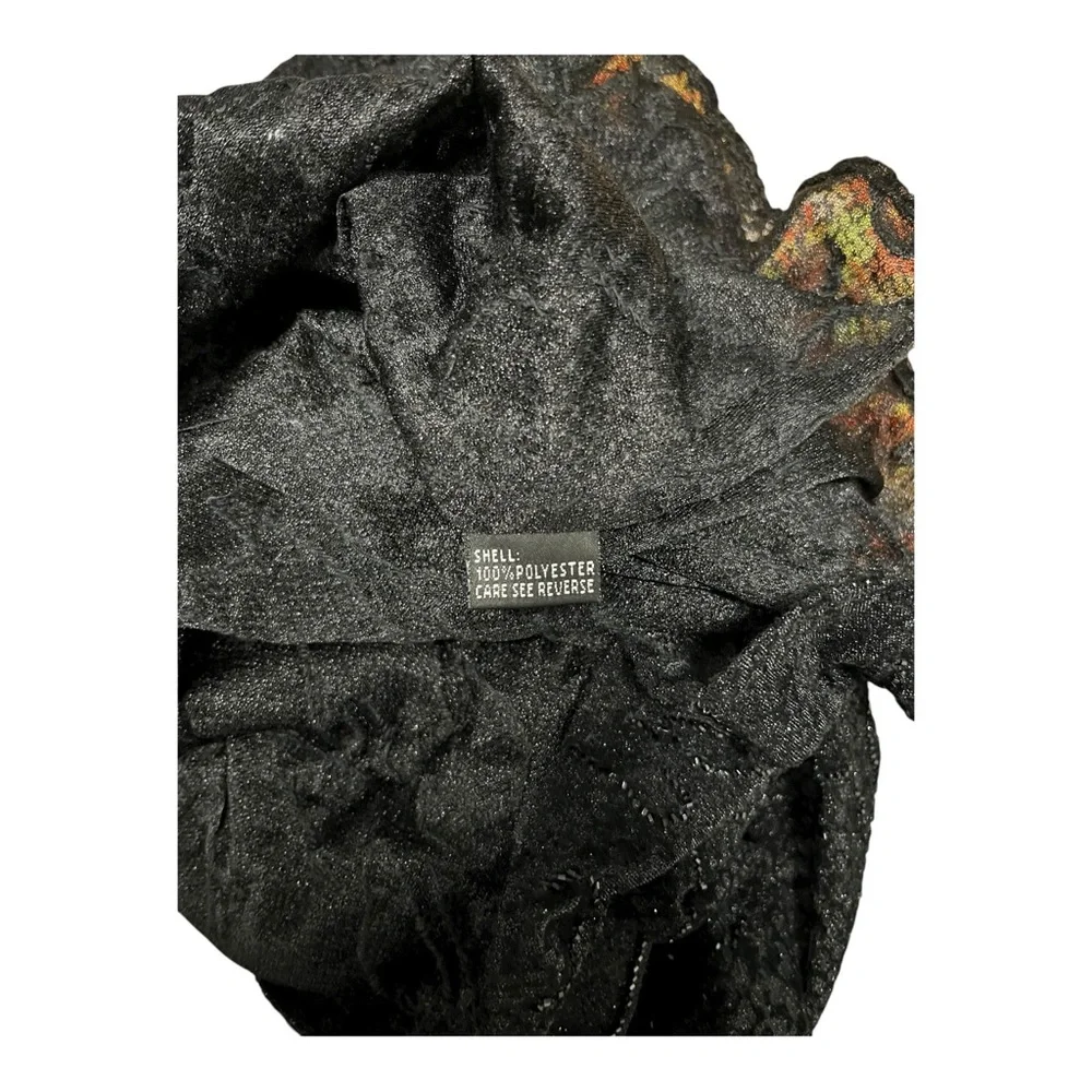 Carmen Marc Valvo Collection Black Shimmer Beaded Cocktail Party Shirt Top 8 - Picture 9 of 9